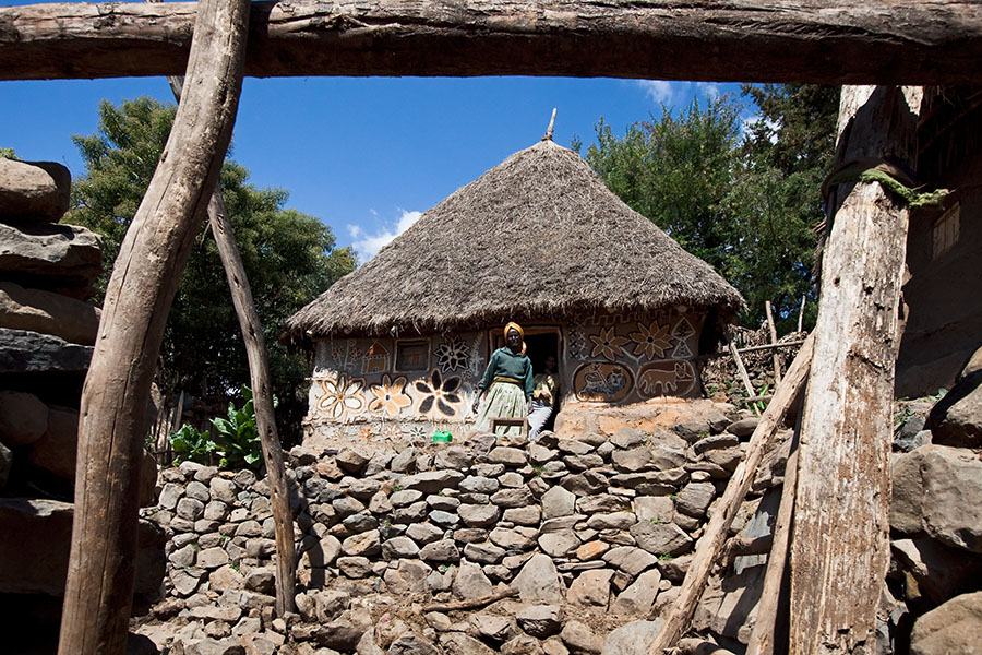58   Beautiful painted houses of the Tigre people. Ethiopia